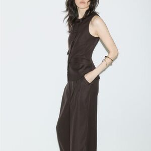 H&M Dark Brown Wide Leg Jumpsuit